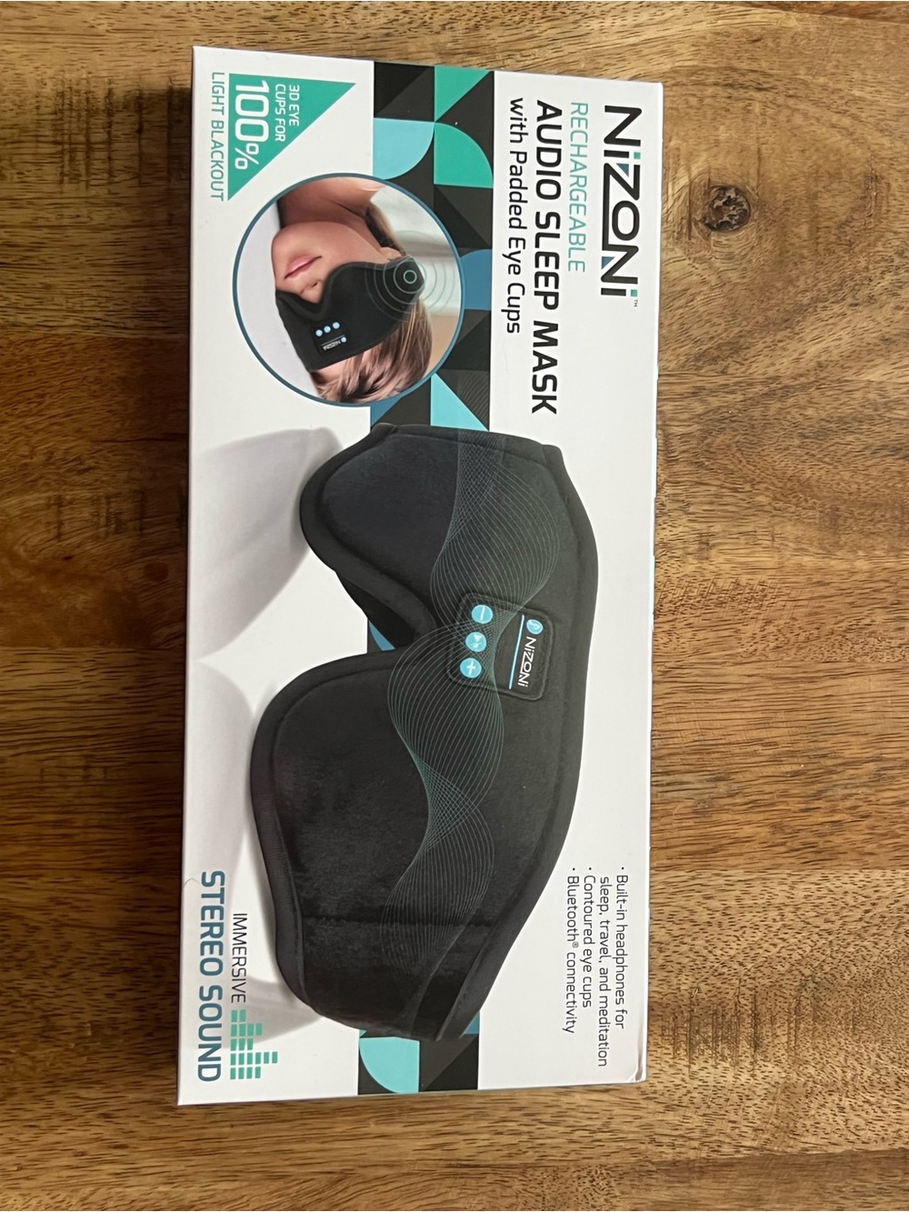 NIZONI Rechargeable Audio Sleep Mask in Black